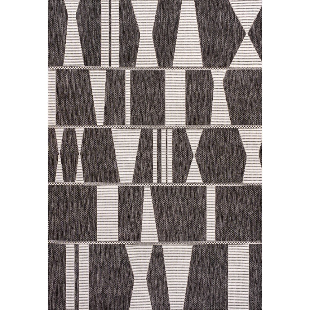 Two-Tone Black/Cream 5 ft. x 8 ft. Indoor/Outdoor Area Rug. Picture 1