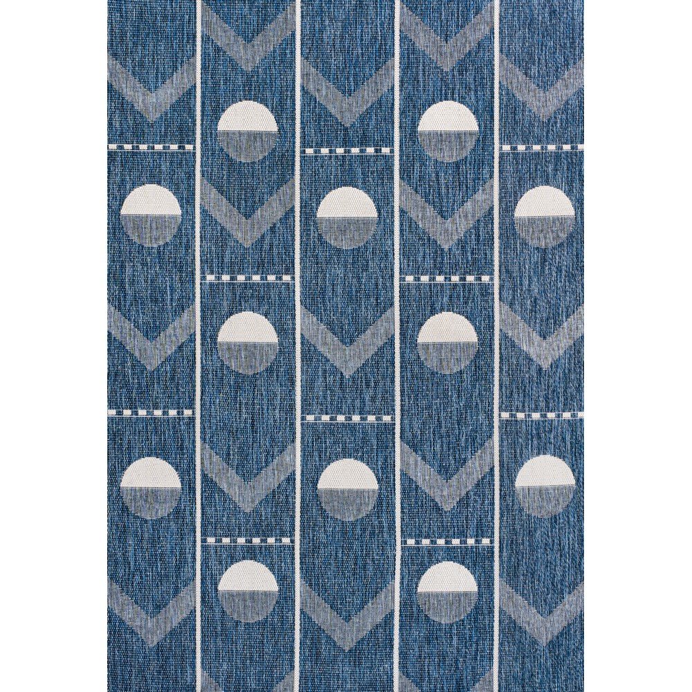 Soren Modern Geometric Navy/Cream 5 ft. x 8 ft. Indoor/Outdoor Area Rug. Picture 1