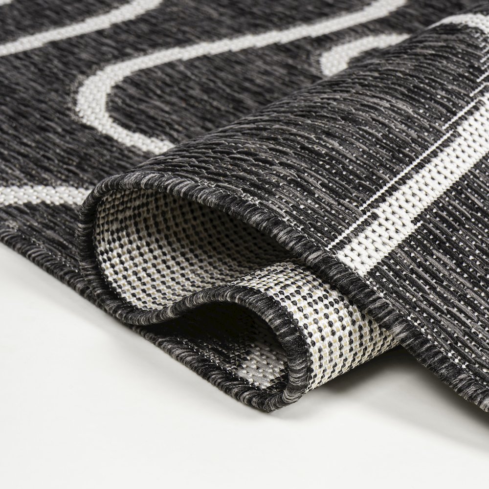 Organic Shapes Black/Cream 5 ft. x 8 ft. Indoor/Outdoor Area Rug. Picture 5