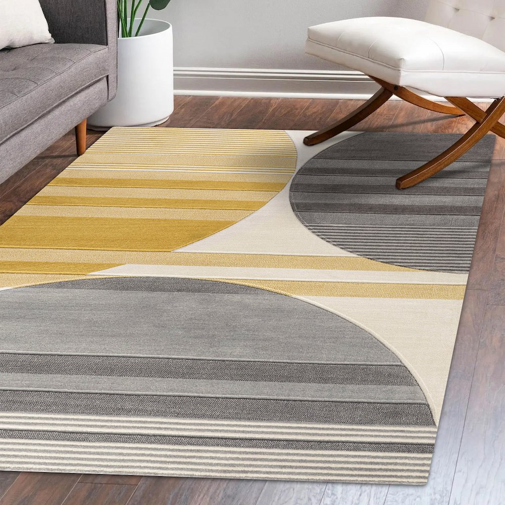 Nicky Geometric Striped Circles Area Rug. Picture 10