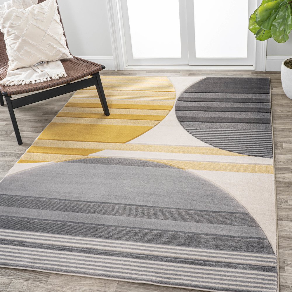 Nicky Geometric Striped Circles Area Rug. Picture 2