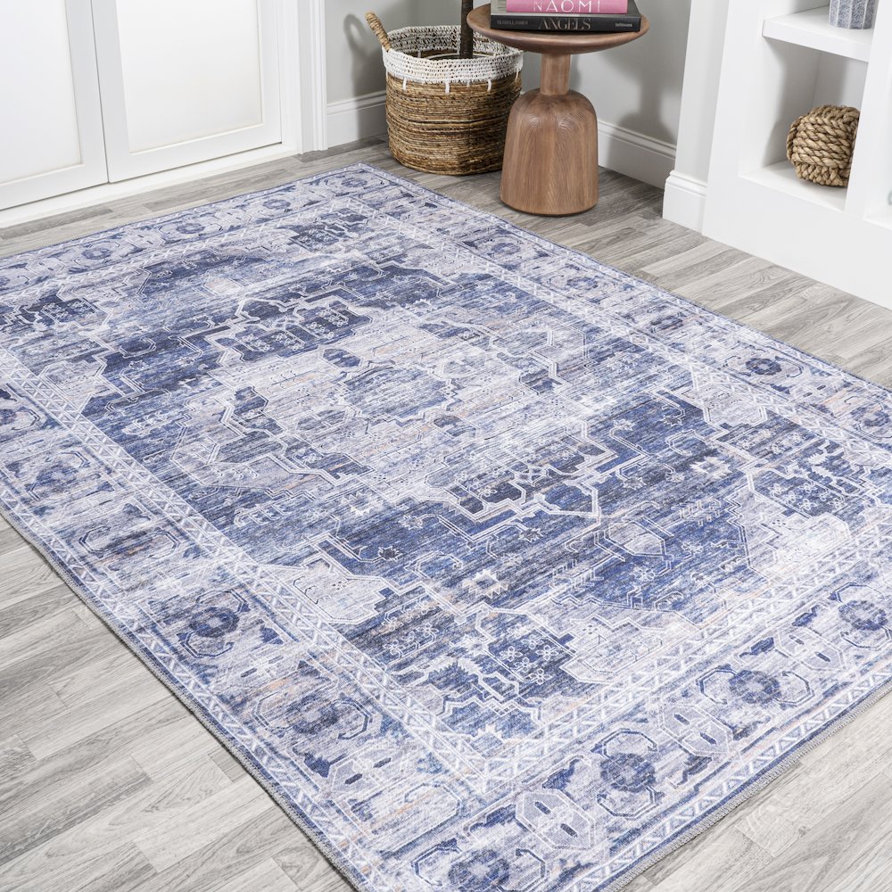 Alanya Ornate Medallion Washable Indoor/Outdoor Area Rug. Picture 4