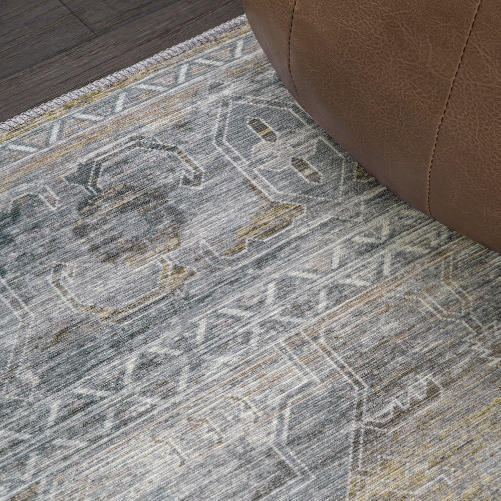 Alanya Ornate Medallion Machine-Washable Area Rug. Picture 4