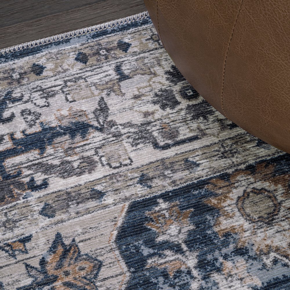 Didim Boho Gray Medallion Machine-Washable Area Rug. Picture 4