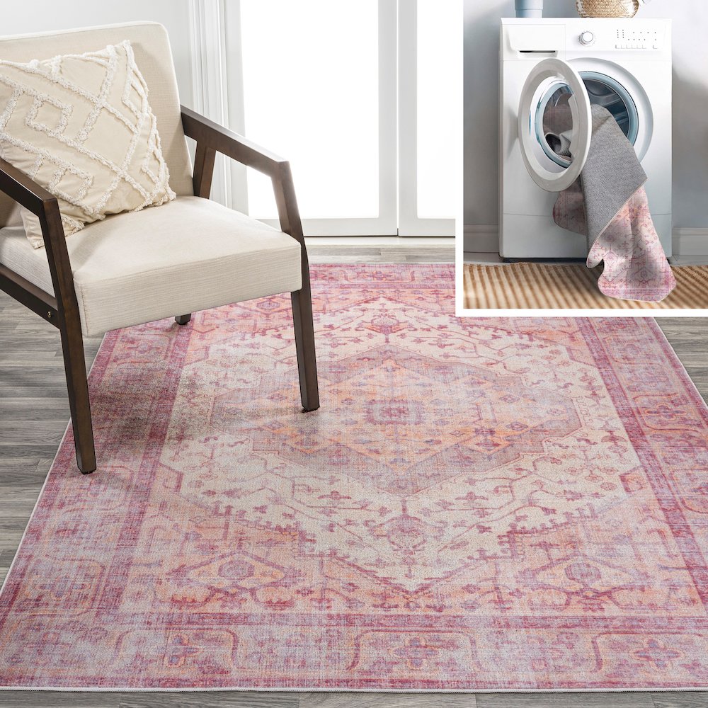 Alacati Ogee Medallion Washable Indoor/Outdoor Area Rug. Picture 10