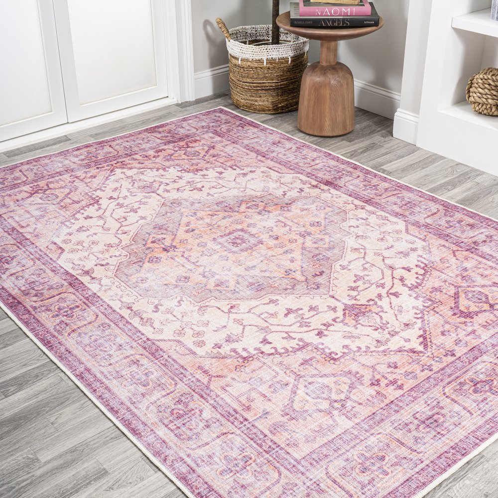 Alacati Ogee Medallion Washable Indoor/Outdoor Area Rug. Picture 4