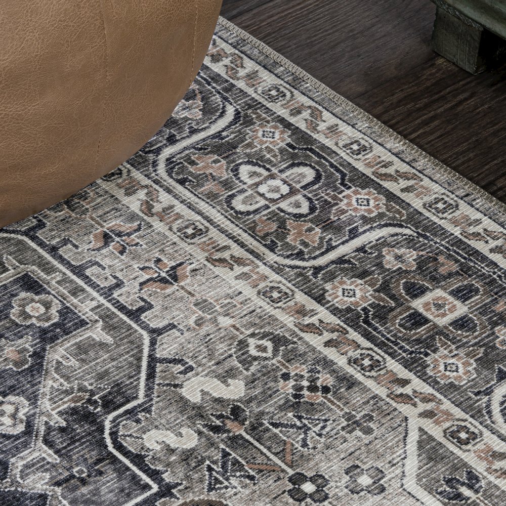 Alacati Ogee Medallion Machine-Washable Area Rug. Picture 4
