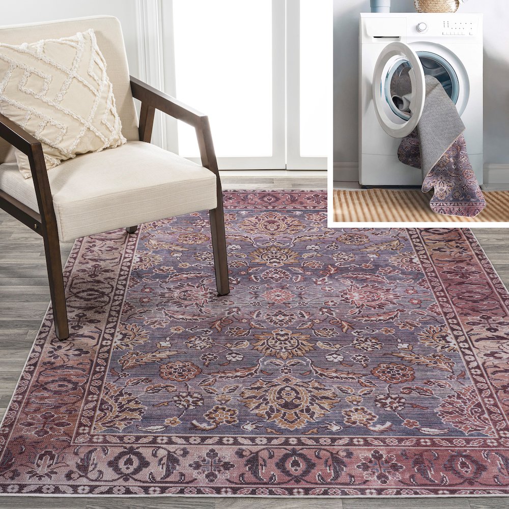 Victoria Ornate Persian All Over Washable Indoor/Outdoor Area Rug. Picture 10