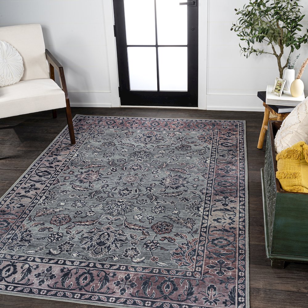 Victoria Ornate Persian All-Over Machine-Washable Area Rug. Picture 1