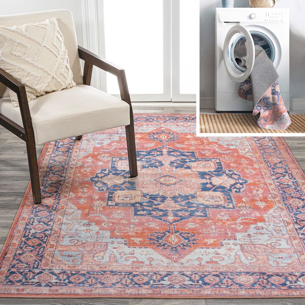 Maris Ornate Medallion Washable Indoor/Outdoor Area Rug. Picture 10
