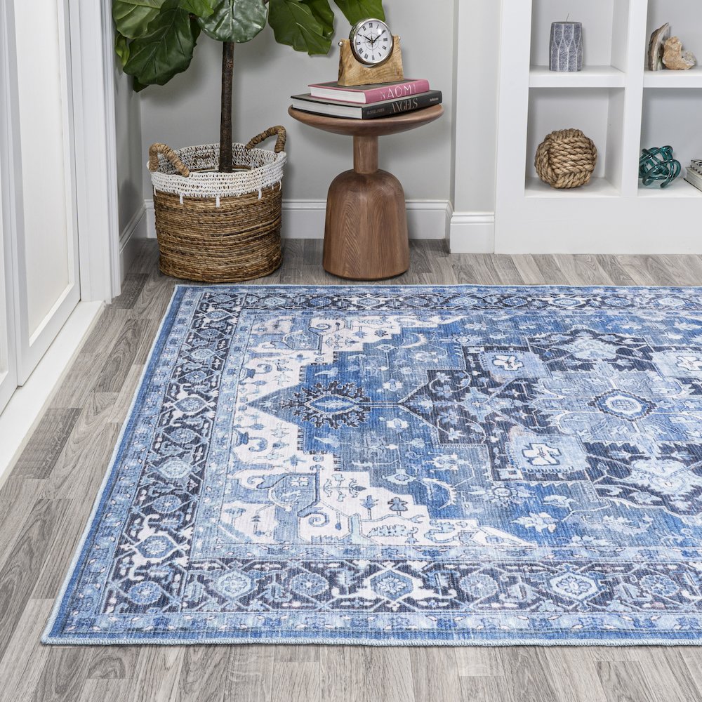 Maris Ornate Medallion Washable Indoor/Outdoor Area Rug. Picture 3