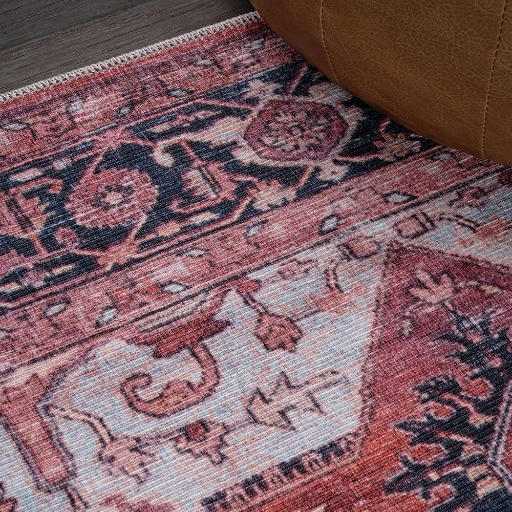Maris Ornate Medallion Machine-Washable Area Rug. Picture 4
