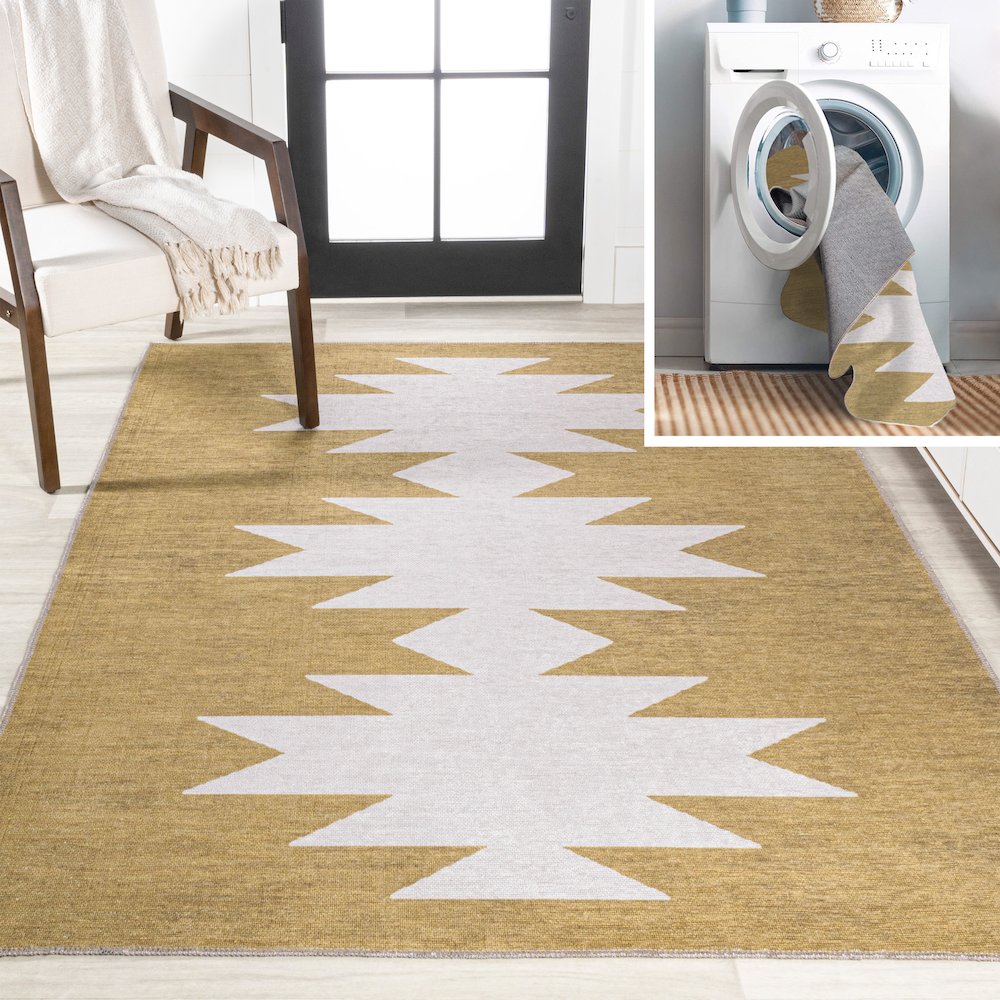 Chayton Minimalist Geometric Machine Washable Area Rug. Picture 10