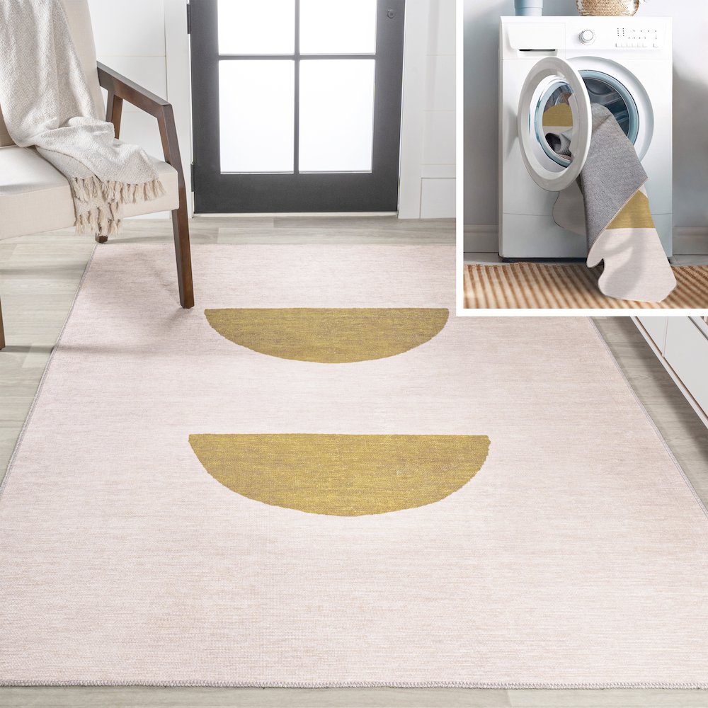 Luola Minimalist Geometric Machine Washable Area Rug. Picture 10