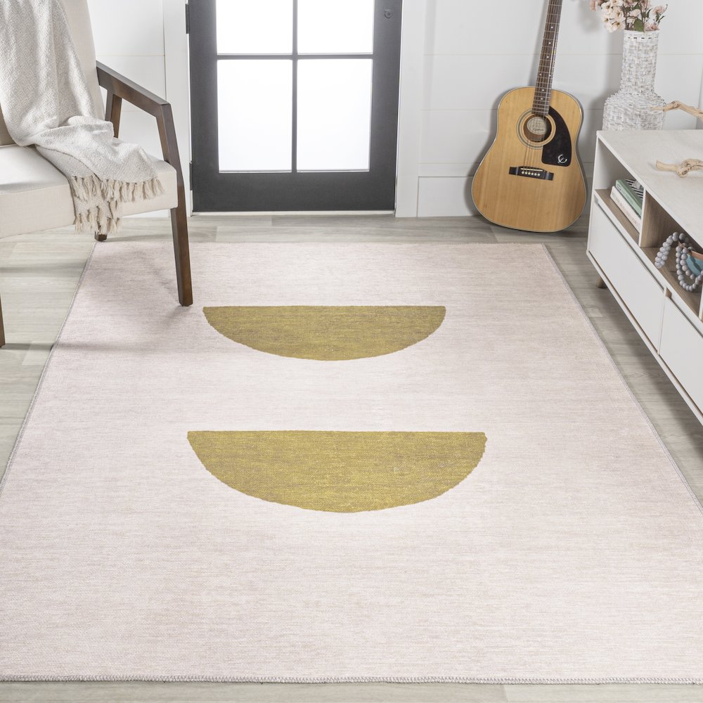 Luola Minimalist Geometric Machine Washable Area Rug. Picture 4