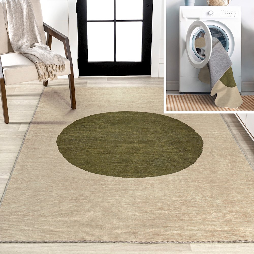 Cirkel Minimalist Geometric Dot Machine Washable Area Rug. Picture 10