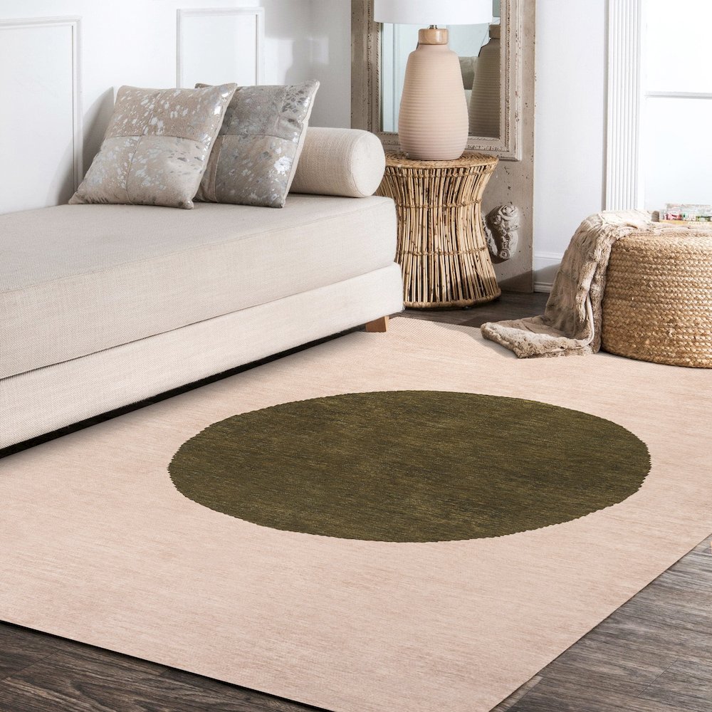 Cirkel Minimalist Geometric Dot Machine Washable Area Rug. Picture 11