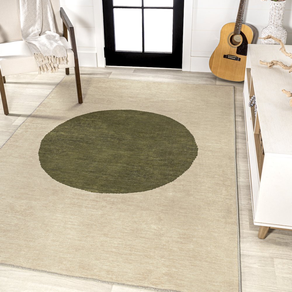 Cirkel Minimalist Geometric Dot Machine Washable Area Rug. Picture 2