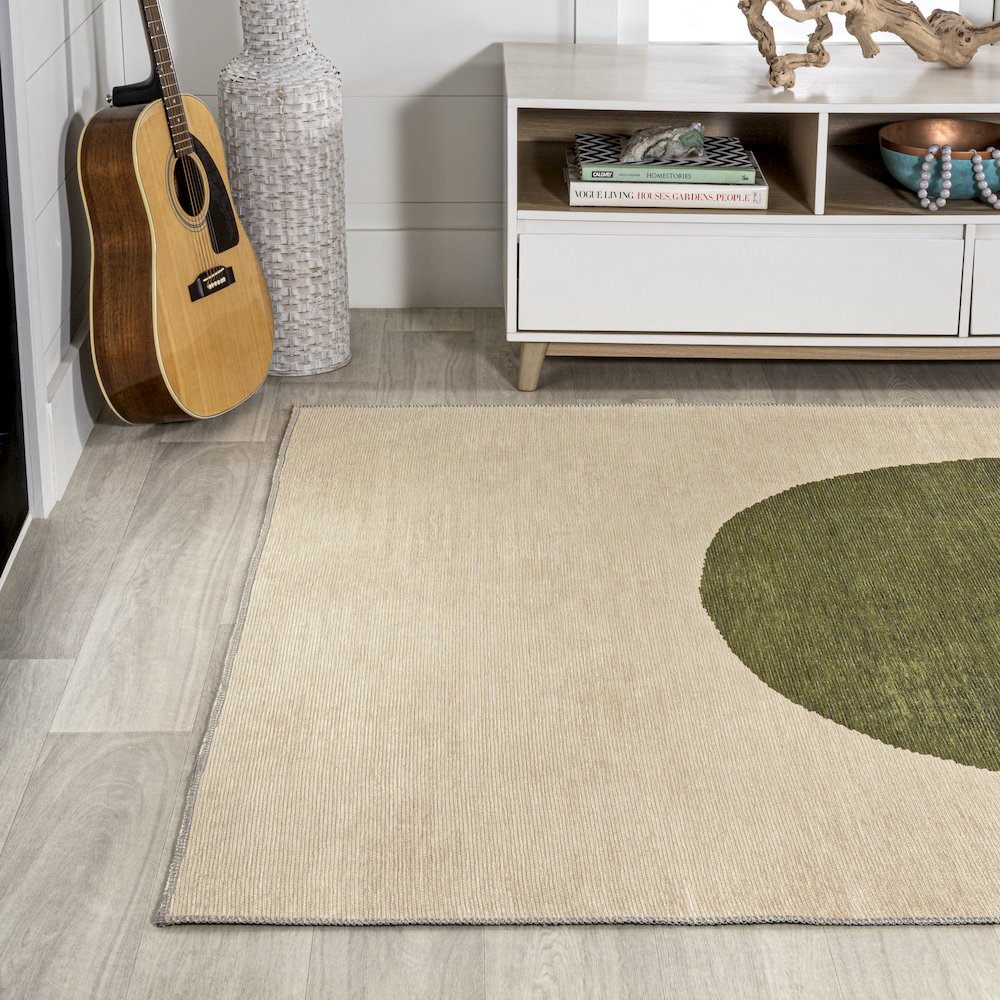 Cirkel Minimalist Geometric Dot Machine Washable Area Rug. Picture 3