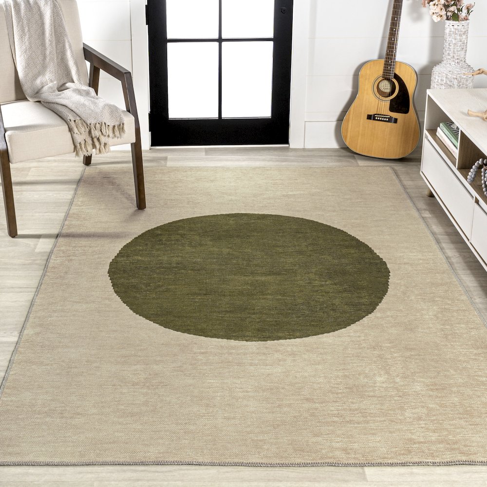Cirkel Minimalist Geometric Dot Machine Washable Area Rug. Picture 4