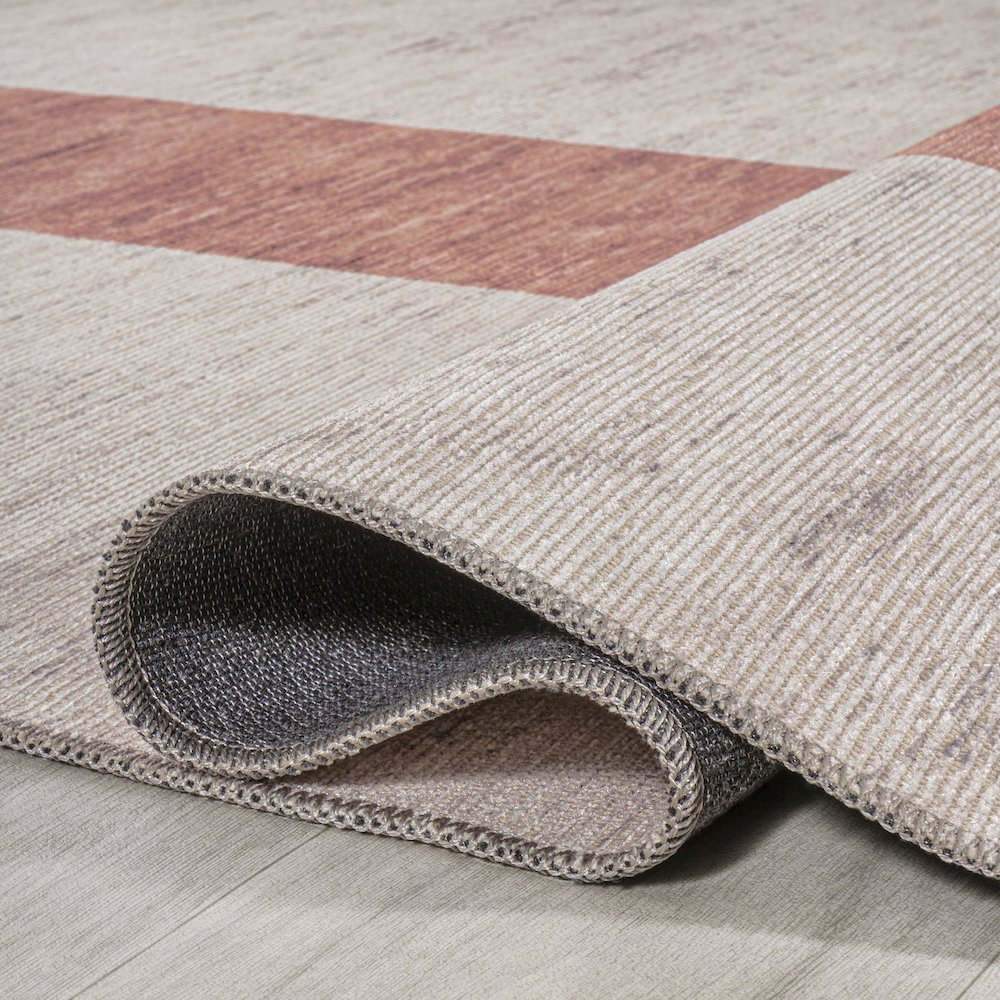 Raita Modern Distressed Stripe Machine Washable Area Rug. Picture 9