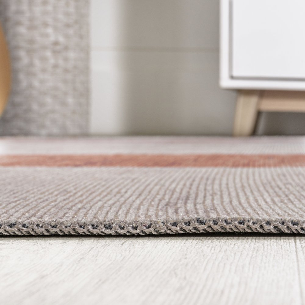 Raita Modern Distressed Stripe Machine Washable Area Rug. Picture 14