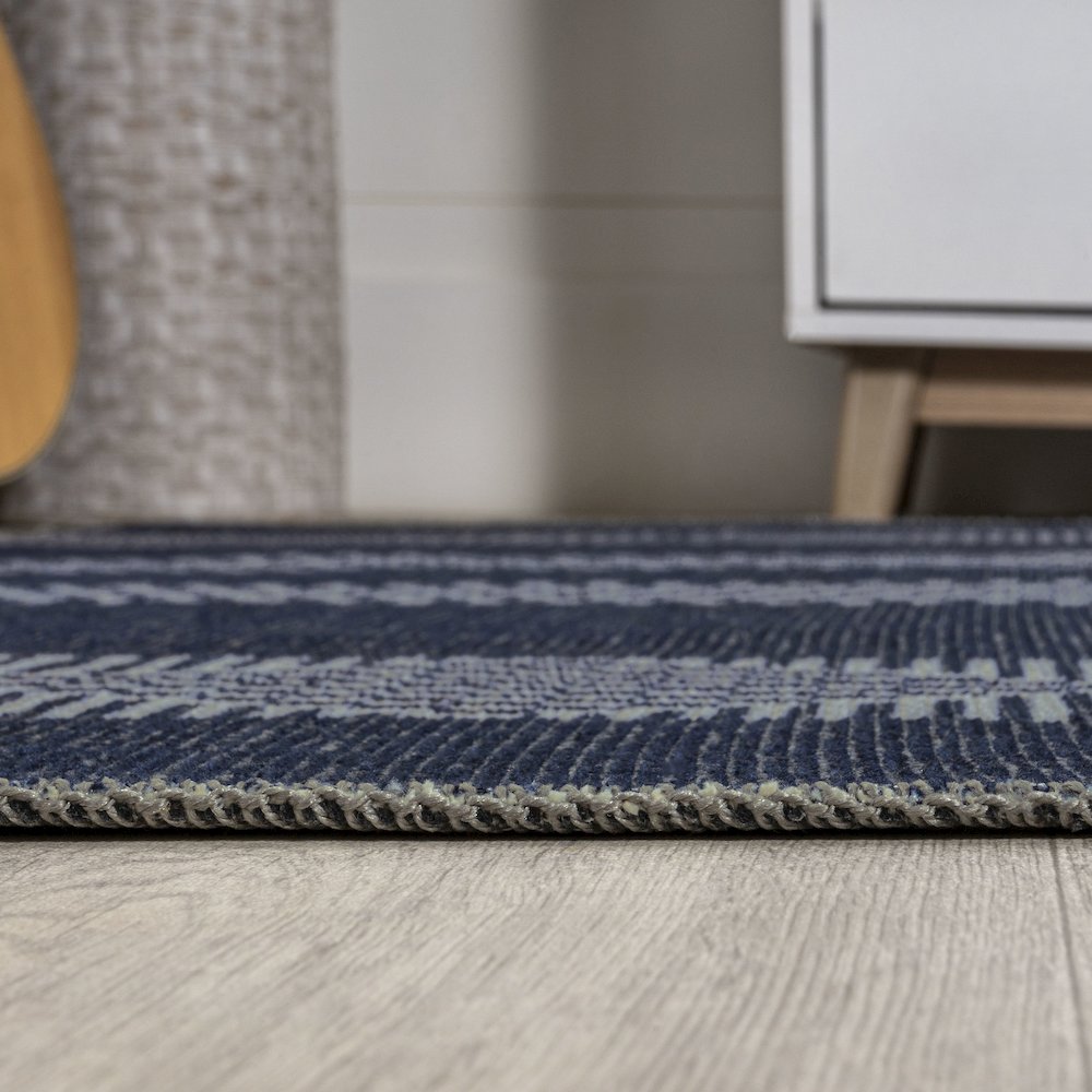 Nautisk Trellis Stripe Machine Washable Area Rug. Picture 14