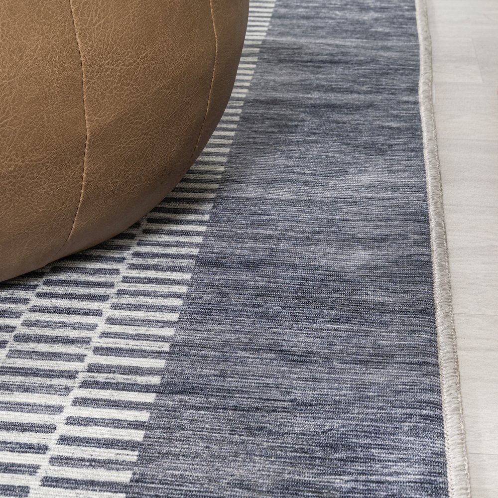 Vichy Geometric Striped Machine-Washable Area Rug. Picture 6