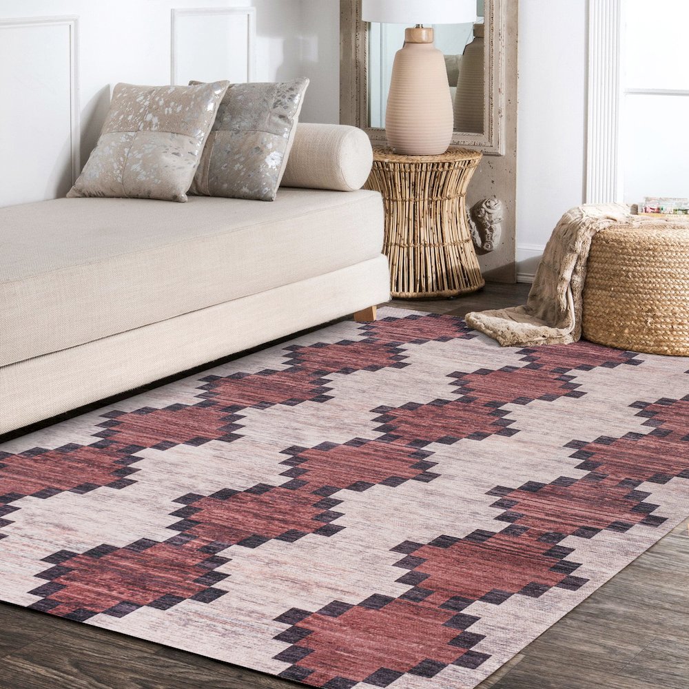 Timantii Modern Trellis Kilim Area Rug. Picture 11