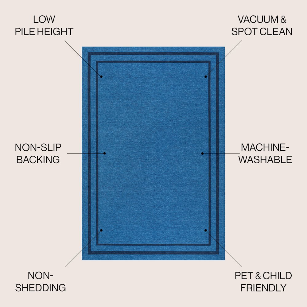 Sloane Classic 2-Stripe Border Washable Area Rug. Picture 2