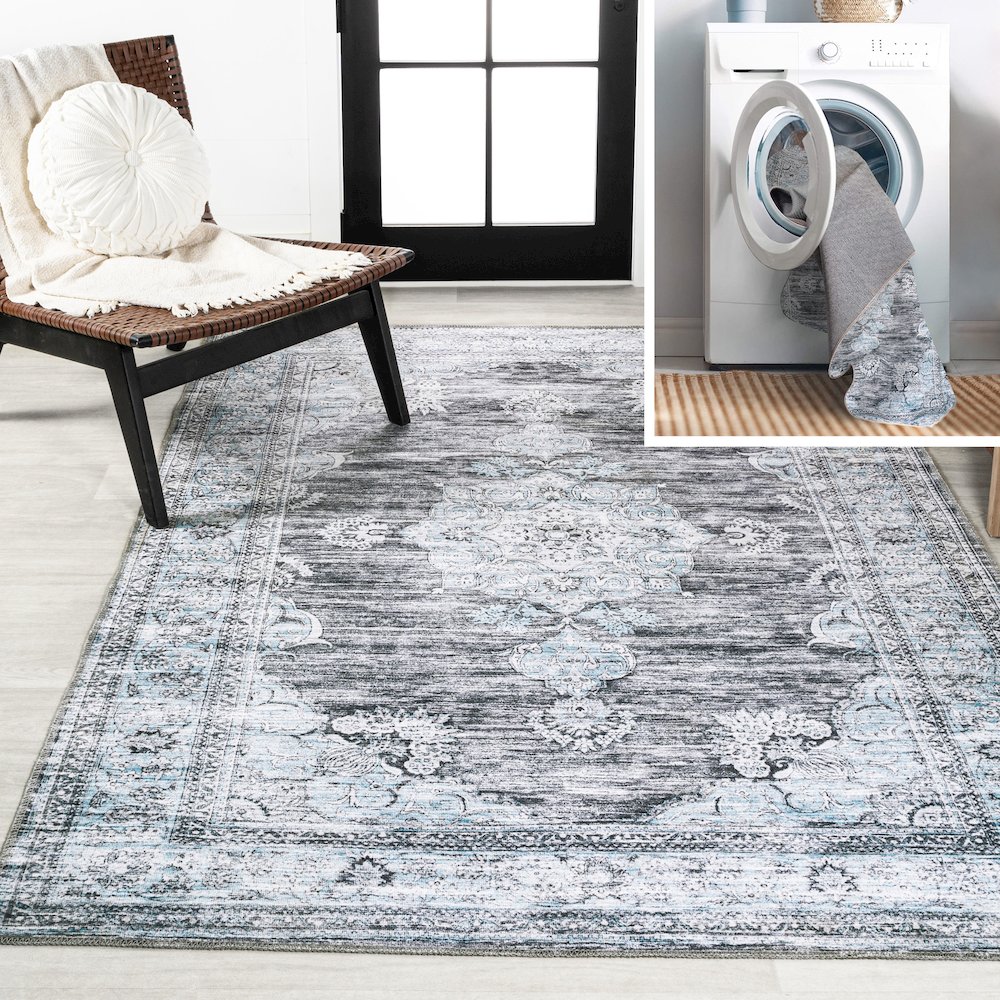 Bausch Bohemian Distressed Chenille Machine-Washable Area Rug. Picture 8