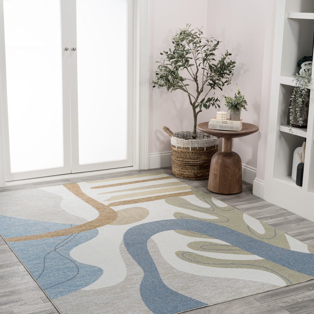 Algae Abstract Glam Botanical Machine-Washable Area Rug. Picture 3