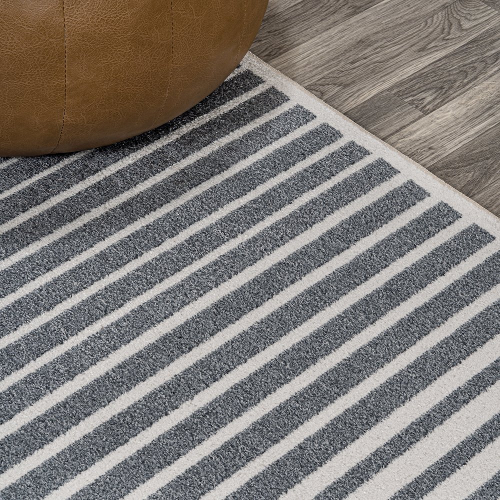 Shutter Minimalist Striped Plaid Machine-Washable Area Rug. Picture 4