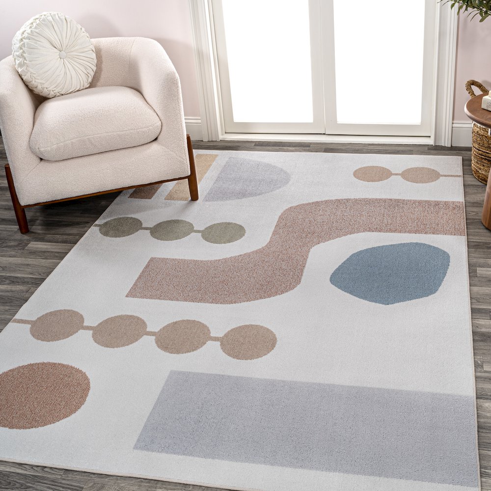 Riley Abstract Coastal Contemporary Machine-Washable Rug. Picture 1
