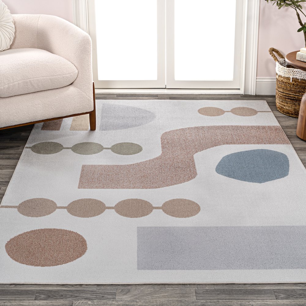 Riley Abstract Coastal Contemporary Machine-Washable Rug. Picture 2