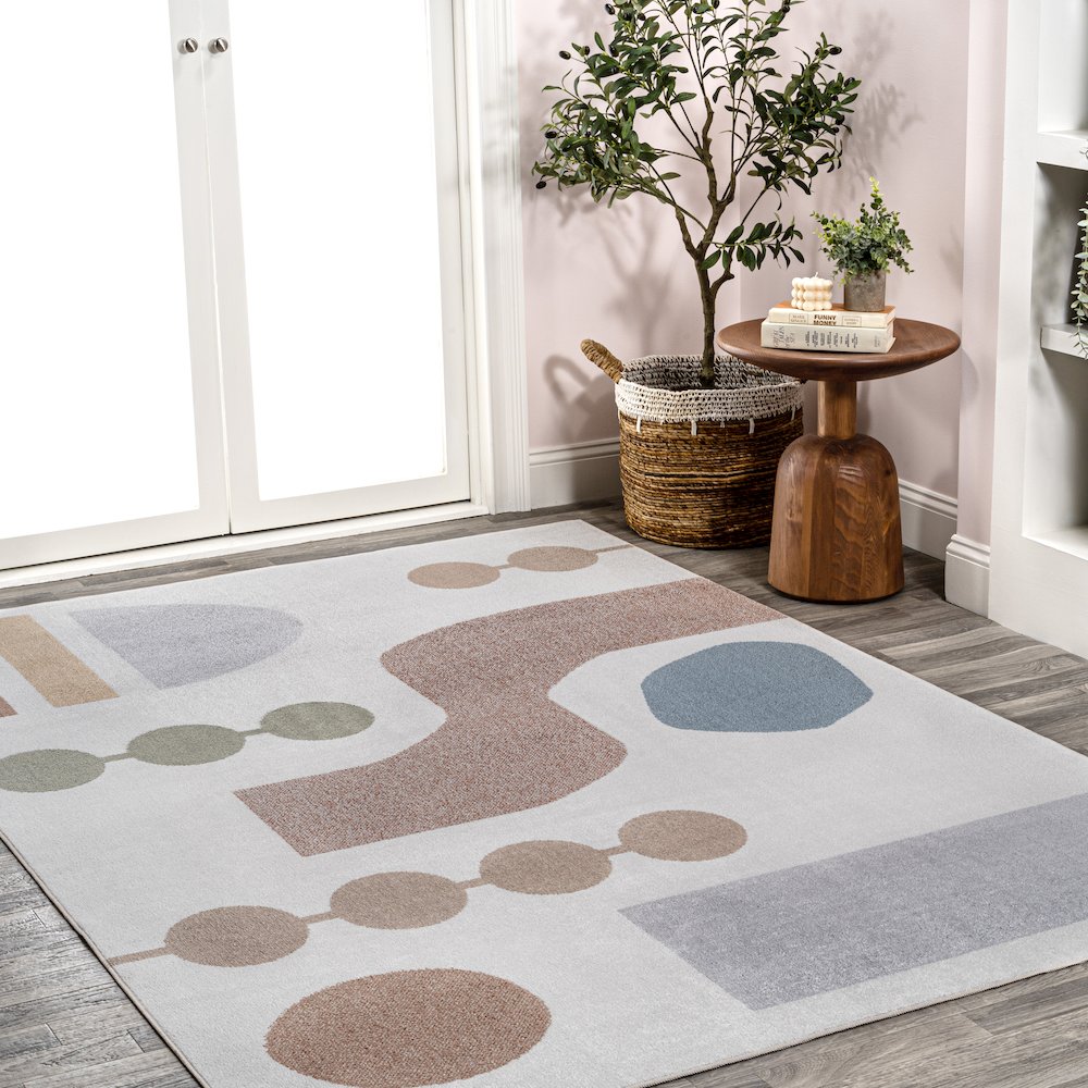 Riley Abstract Coastal Contemporary Machine-Washable Rug. Picture 3
