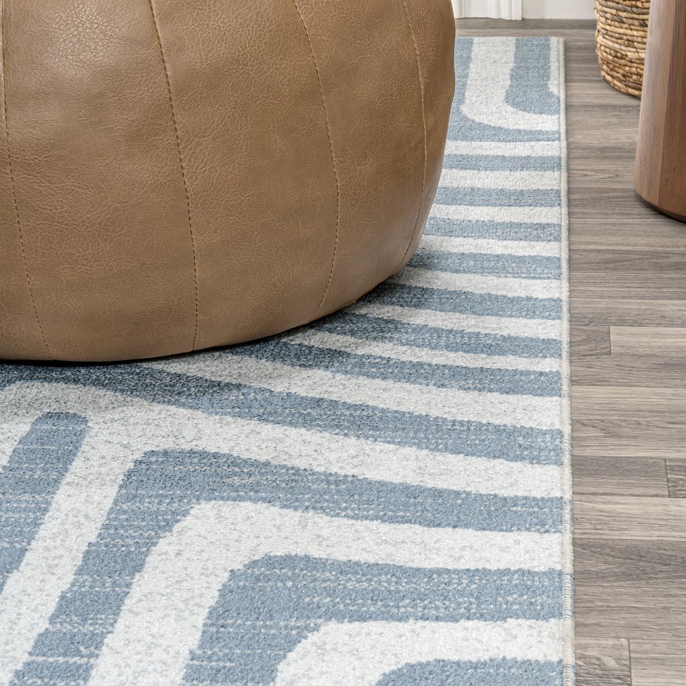 Maze Abstract Two-Tone Low-Pile Machine-Washable Area Rug. Picture 5