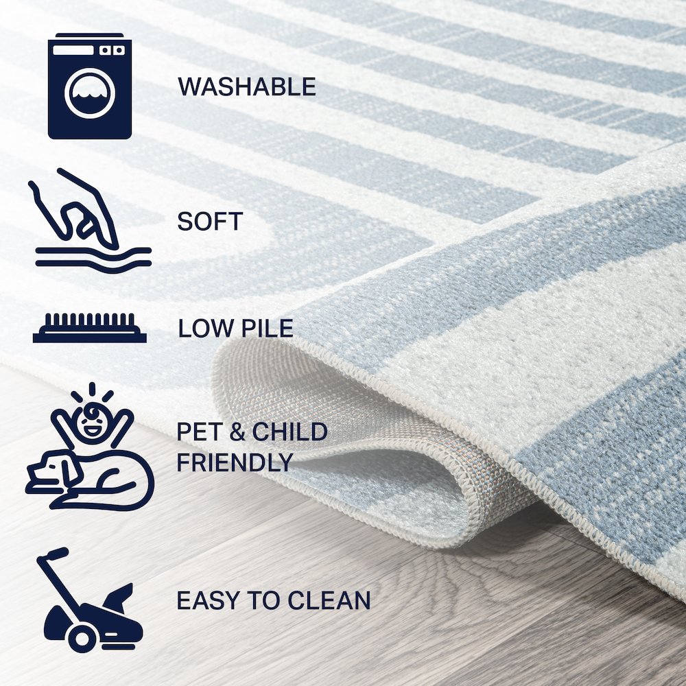 Maze Abstract Two-Tone Low-Pile Machine-Washable Area Rug. Picture 7