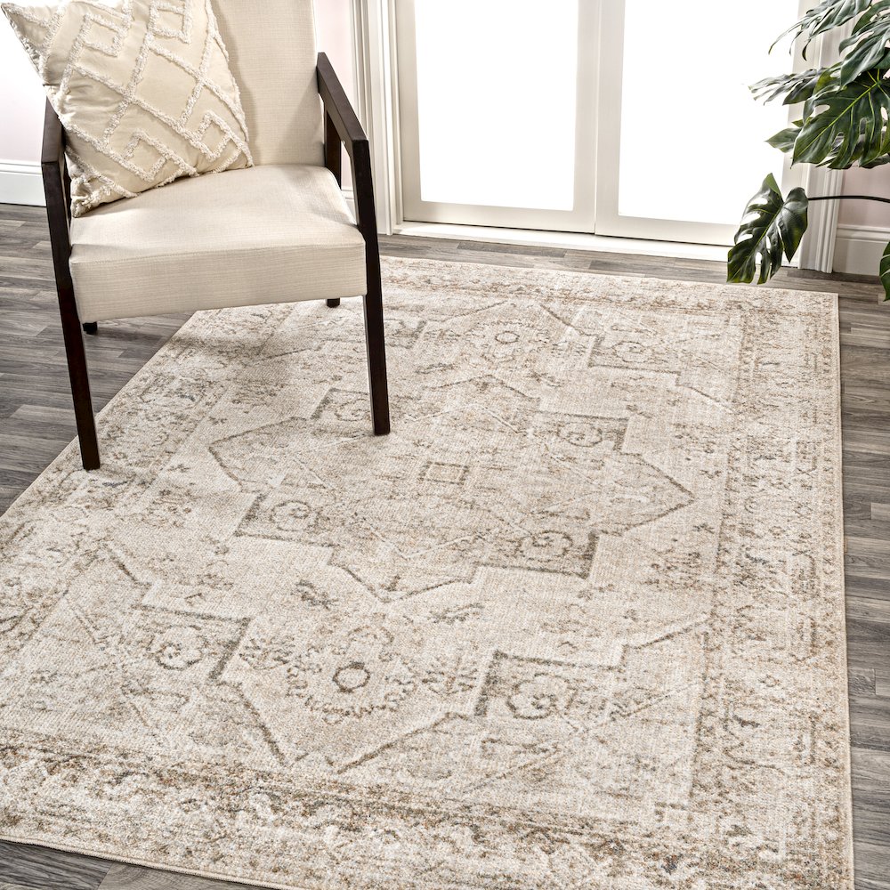 Koda Vintage Native American Medallion Machine-Washable Area Rug. Picture 1