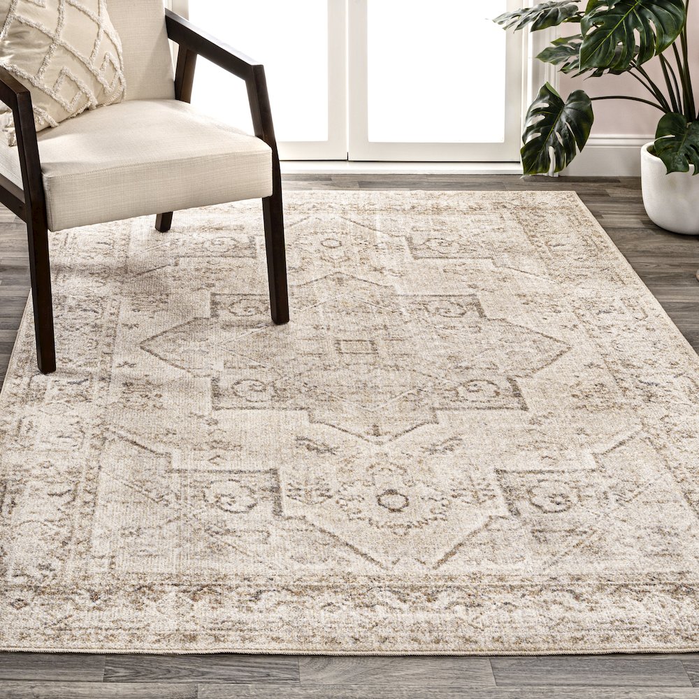 Koda Vintage Native American Medallion Machine-Washable Area Rug. Picture 2