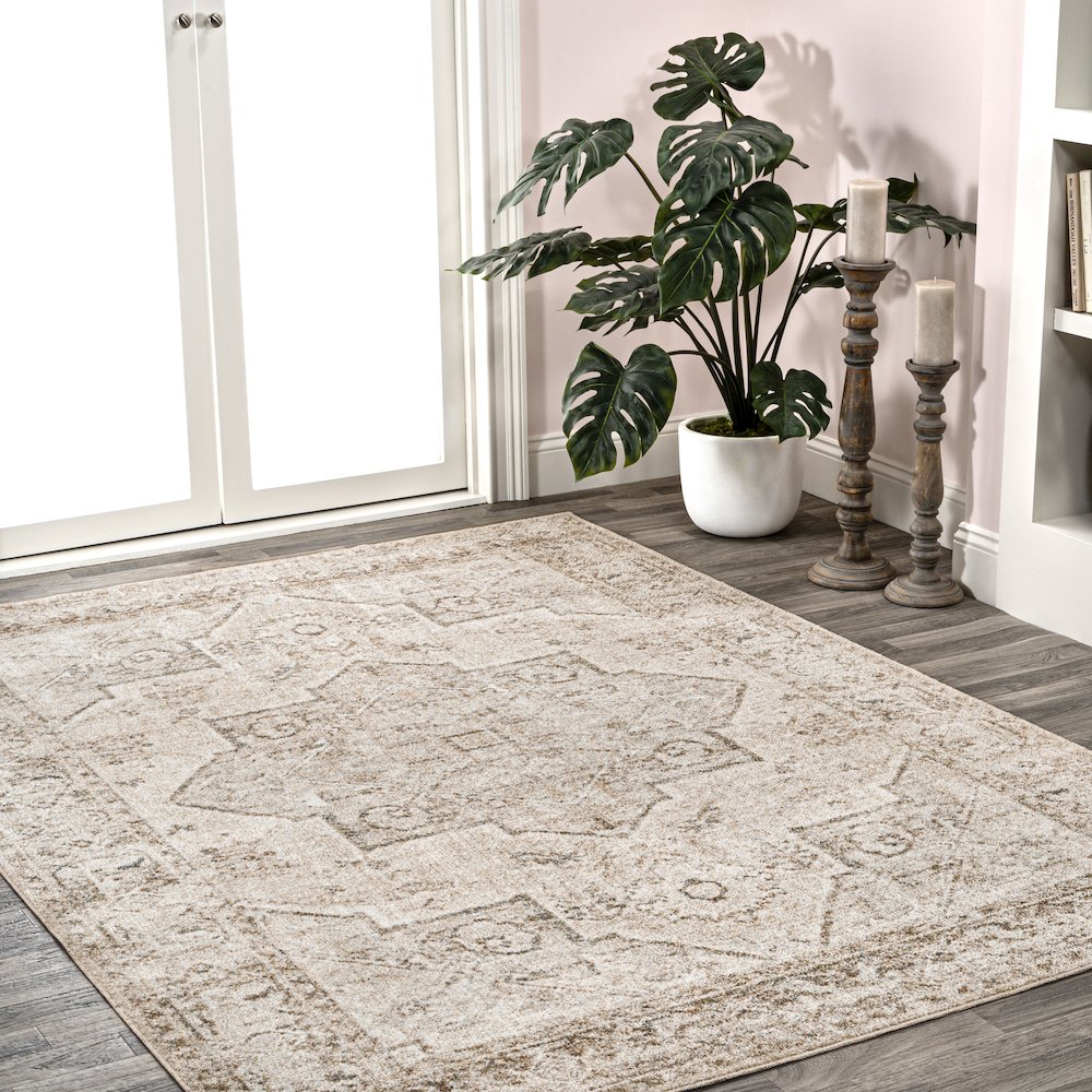 Koda Vintage Native American Medallion Machine-Washable Area Rug. Picture 3