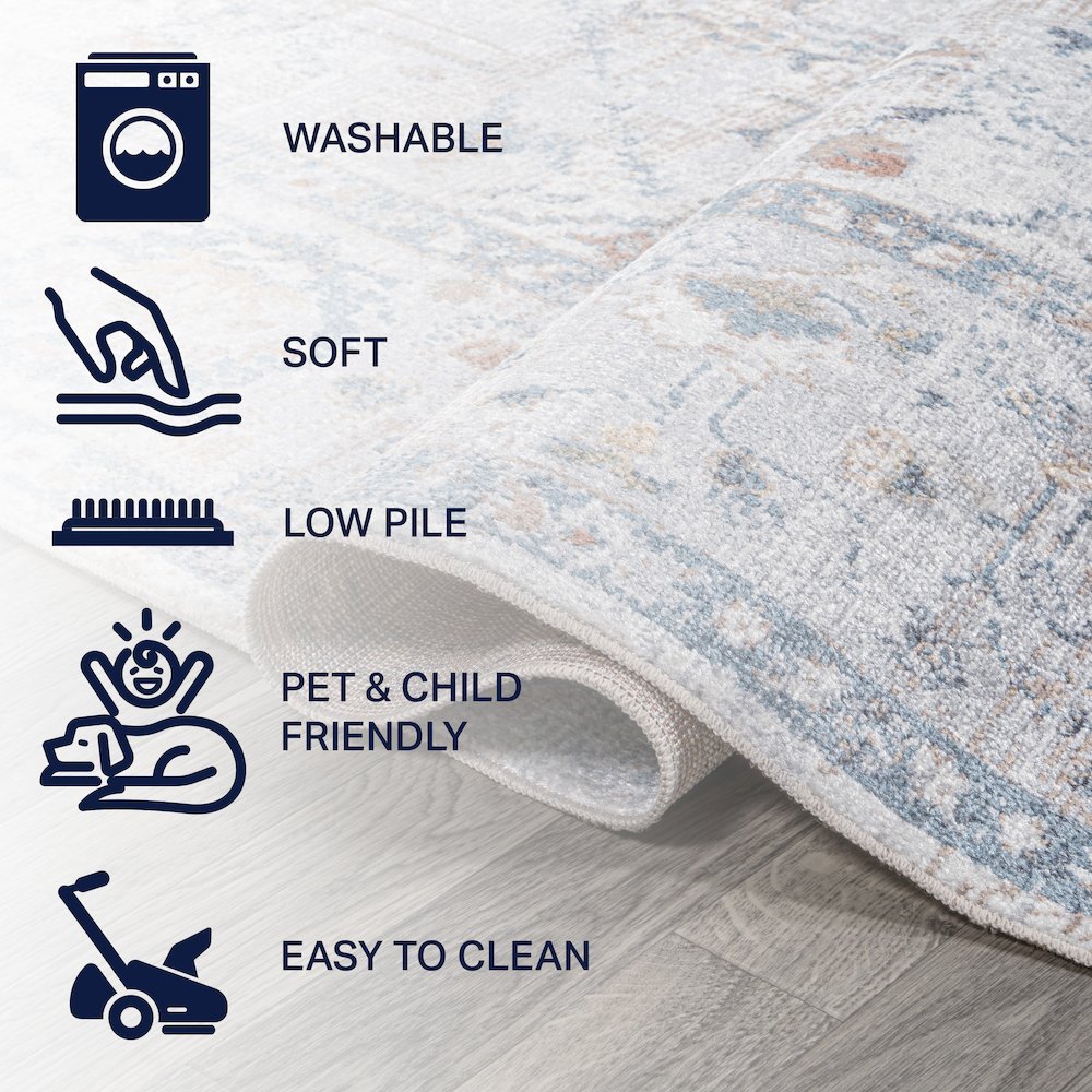 Brandy Rustic Border Low-Pile Machine-Washable Area Rug. Picture 7