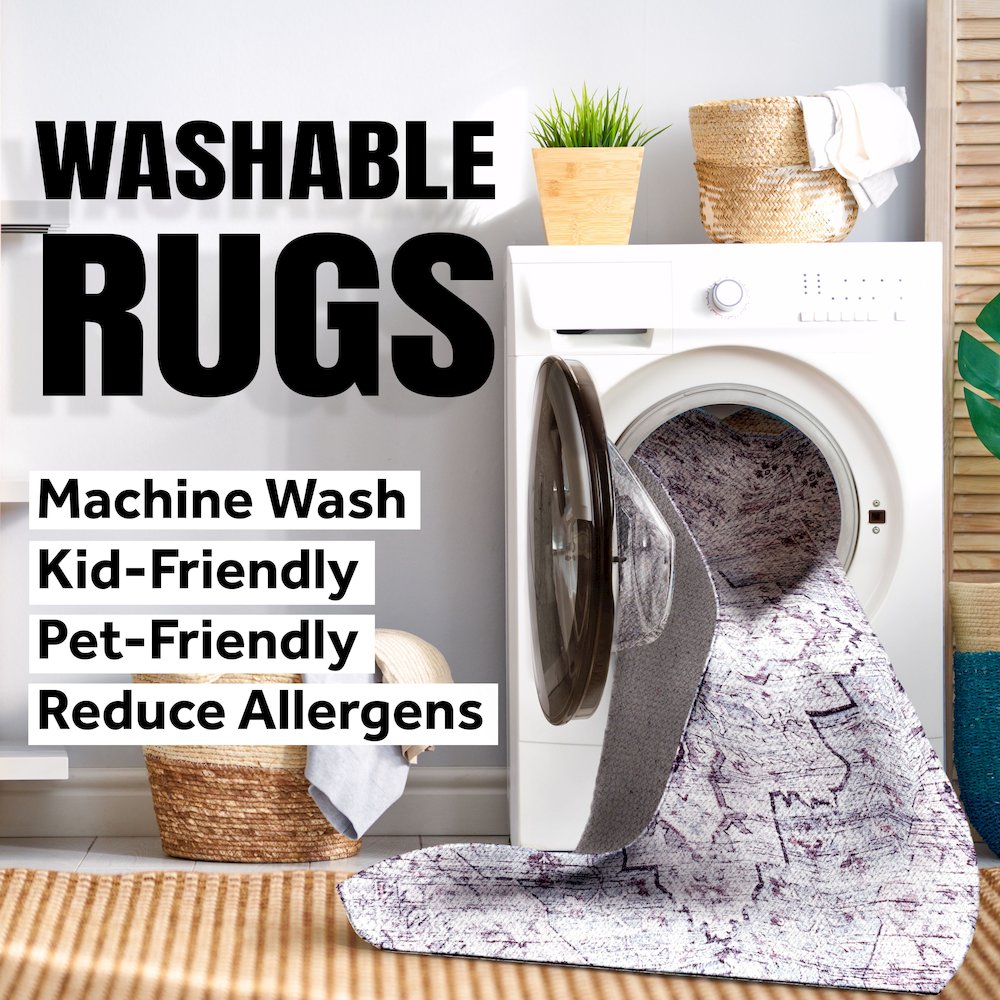 Fawning Two-Tone Striped Classic Low-Pile Machine-Washable Area Rug. Picture 6