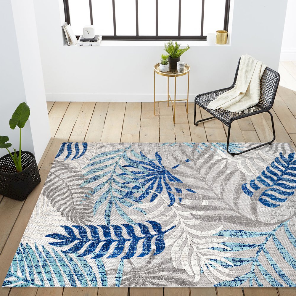 Tropics Palm Leaves Indoor/Outdoor Area Rug. Picture 13