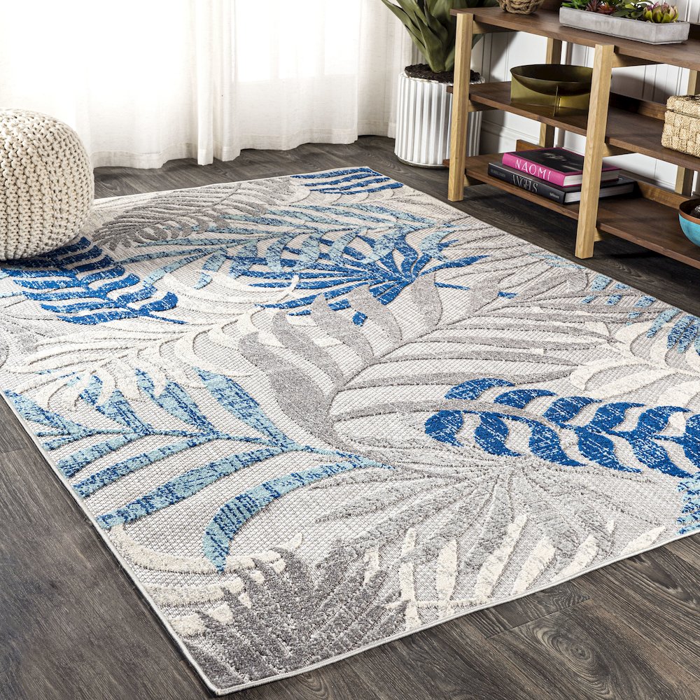 Tropics Palm Leaves Indoor/Outdoor Area Rug. Picture 2