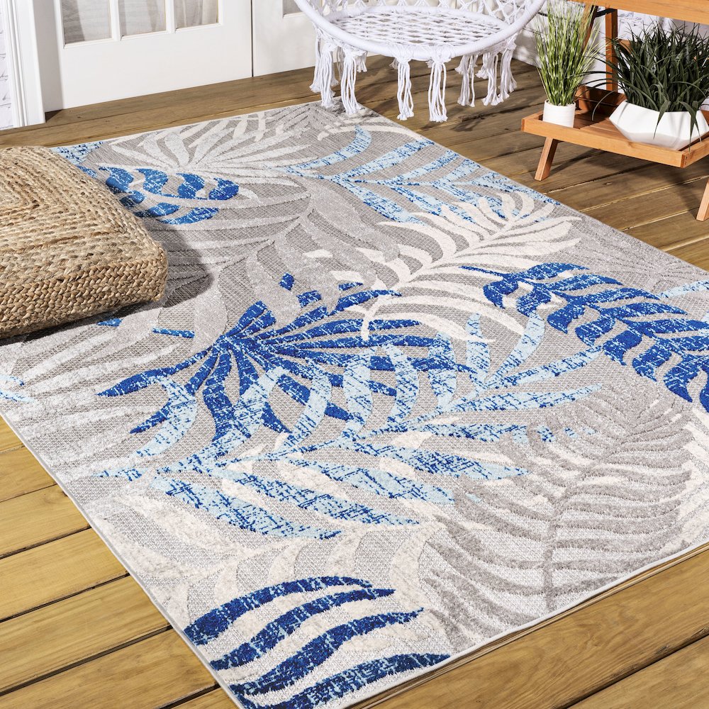 Tropics Palm Leaves Indoor/Outdoor Area Rug. Picture 6