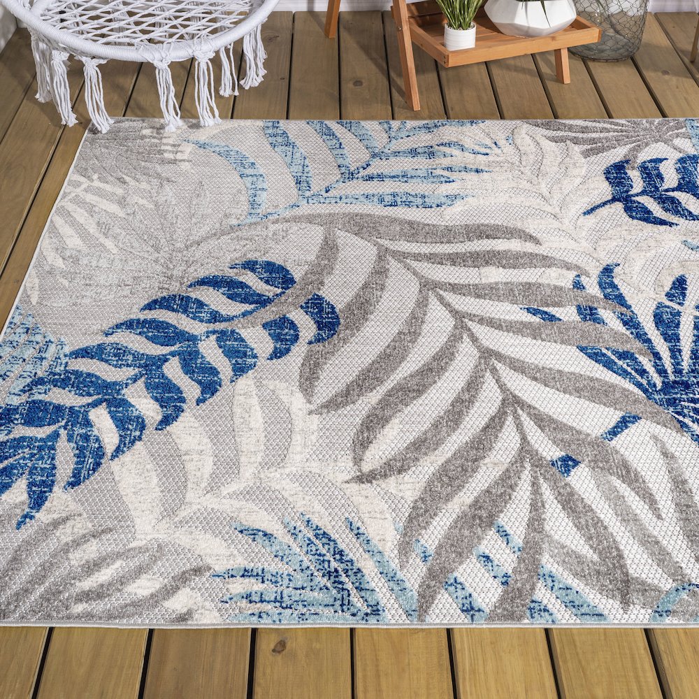 Tropics Palm Leaves Indoor/Outdoor Area Rug. Picture 7