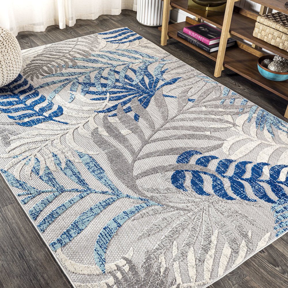 Tropics Palm Leaves Indoor/Outdoor Area Rug. Picture 4
