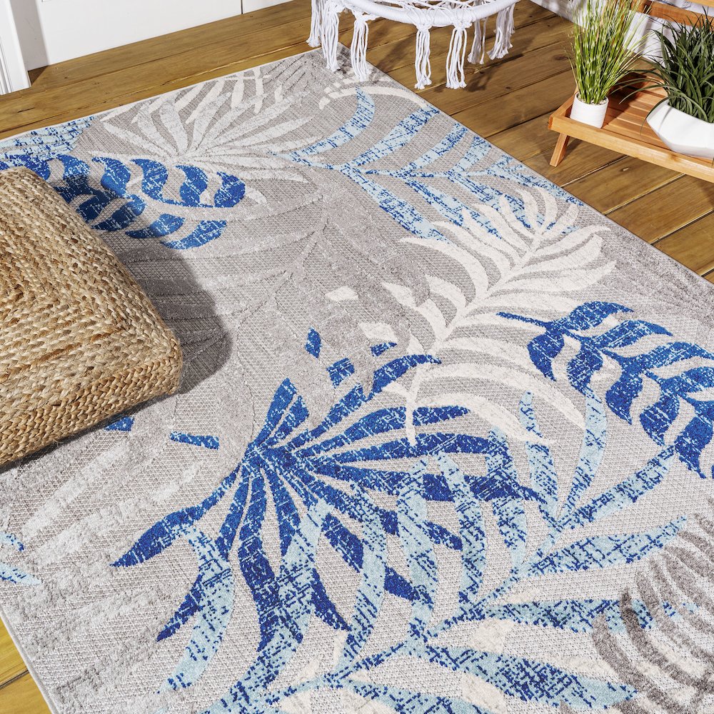 Tropics Palm Leaves Indoor/Outdoor Area Rug. Picture 8