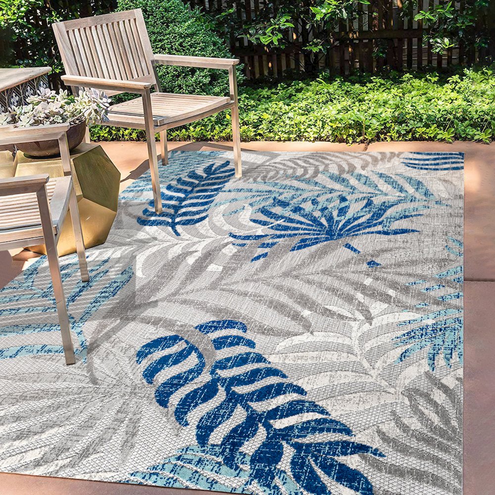 Tropics Palm Leaves Indoor/Outdoor Area Rug. Picture 5